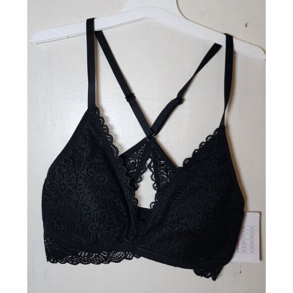 New Auden Women's Black Lightly Line Racer-Back Wireless Bralette Size XS - Picture 2 of 6